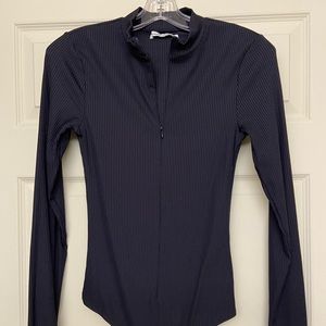Abercrombie Ribbed Zip Up Bodysuit